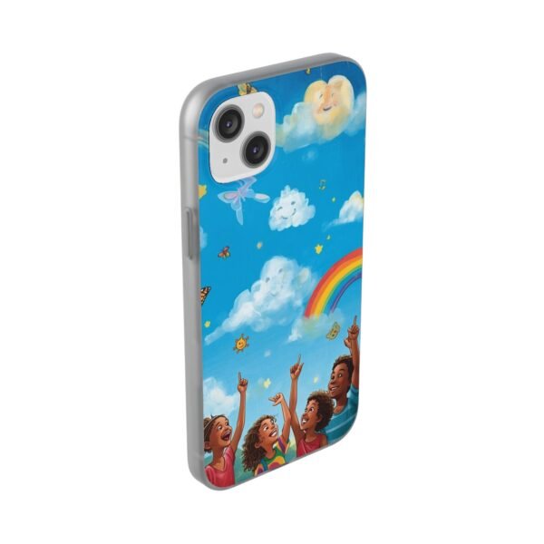 whimsical rainbow clouds phone case — cute kids sky illustration