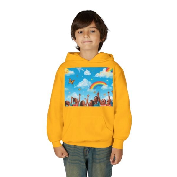 kids rainbow cloud hoodie — "painting the cloud" youth sweatshirt