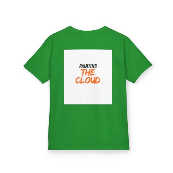 kids tee — joyful rainbow cloud design (“painting the cloud”)