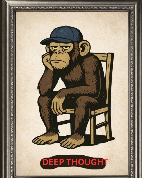 deep thought – reflective monkey wall art